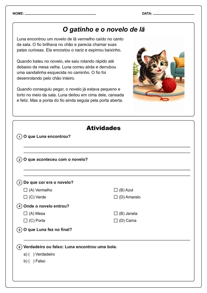 Pequenos textos ilustrados com interpretação atividade pedagógica página 17